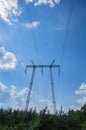 The towers of the power line of energy against the background of nature. Royalty Free Stock Photo