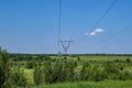 The towers of the power line of energy against the background of nature. Royalty Free Stock Photo