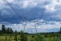 The towers of the power line of energy against the background of nature. Royalty Free Stock Photo