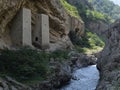 Towers in the rock on the road Grozny - Itum-Kali, the Chechen Republic Chechnya, Russia