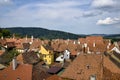 Towers and rooftops of medieval city of Sighishoara in Transylvania, Romania. Sighisoara old town in summer. Royalty Free Stock Photo