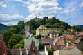 Towers and rooftops of medieval city of Sighishoara in Transylvania, Romania. Sighisoara old town in summer. Royalty Free Stock Photo