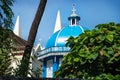 Towers of Santa Cruz Cathedral Basilica white colonial church in Kochi, Kerala, India Royalty Free Stock Photo
