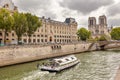 Towers Seine River Bridge Notre Dame Cathedral Paris France Royalty Free Stock Photo