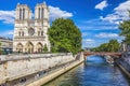 Towers Seine River Bridge Notre Dame Cathedral Paris France Royalty Free Stock Photo