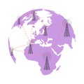 Towers signal on globe. World telecommunication day