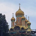 Domes and roofs of the Russian Church in Bucharest, Romania.