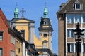 Towers of St. Andrew`s Church in Duesseldorfs old town