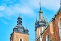 The towers of St Mary`s Cathedral in Krakow, Poland Royalty Free Stock Photo