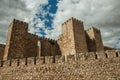 Towers and stone walls facade at the Castle of Trujillo Royalty Free Stock Photo