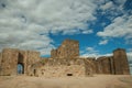 Towers and stone walls facade at the Castle of Trujillo Royalty Free Stock Photo