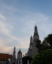 Towers of the temple complex Wat Arun against the blue sky Royalty Free Stock Photo