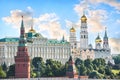 Towers and temples of the Kremlin in Moscow Royalty Free Stock Photo