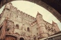 Towers of 12-th century Gravensteen brick castle in Ghent, Belgium. Example of architecture of the Middle Ages in Europe Royalty Free Stock Photo