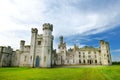 The towers and turrets of Ducketts Grove, a ruined 19th-century great house in County Carlow, Ireland