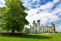 The towers and turrets of Ducketts Grove, a ruined 19th-century great house and former estate in Ireland.