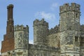 Towers, turretts, and chimneys at the ancient ruins of the 13th century Tudor Abbey at Titchfield, Fareham in Hampshire England