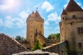 Towers and walls of Blandy-les-Tours medieval castle Royalty Free Stock Photo