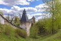 Towers and walls of the Pskovo-Pechersky Dormition Monastery Royalty Free Stock Photo