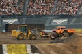 Towing from the arena to repair a broken down monster truck \