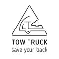 Towing truck icon vector. Towing truck icon isolated vector for logo, branding. Flat black towing truck icon isolated Royalty Free Stock Photo