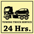 Towing truck vector icon and 24 Hrs