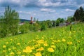 The town Auerbach in spring, Landscape Vogtland