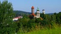 The town Auerbach in spring, Landscape Vogtland