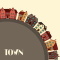 Town background design with cottages and houses