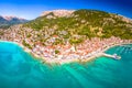 Town of Baska turquoise waterfront aerial panorama Royalty Free Stock Photo