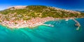 Town of Baska turquoise waterfront aerial panorama Royalty Free Stock Photo