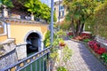 Town of Belaggio colorful flower street view, Como Lake Royalty Free Stock Photo