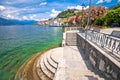 Town of Belaggio Lungolago Europa lakefront walkway view, Como Lake Royalty Free Stock Photo