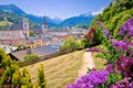 Town of Berchtesgaden and Alpine landscape colorful view