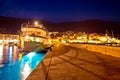 Town of Bol on Brac island harbor at blue hour view Royalty Free Stock Photo