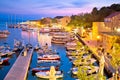 Town of Bol on Brac island harbor at sunset view Royalty Free Stock Photo