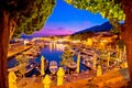 Town of Bol on Brac island harbor at sunset view Royalty Free Stock Photo