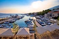 Town of Bol on Brac island waterfront view at sunset Royalty Free Stock Photo