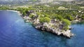 Beautiful coastline on the Riviera Makarska on Adriatic sea in Croatia, tourist resorts and beach, overhead view Royalty Free Stock Photo