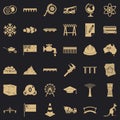 Town bridge icons set, simple style