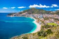 Town of Budva beach and modern coastline architecture view Royalty Free Stock Photo