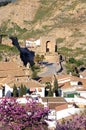 Town buildings and Moorish tower, Antequera, Spain. Royalty Free Stock Photo