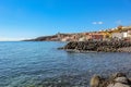 The town of Candelaria with its black sand beach and the basilica in the background, Tenerife, Canary Islands, Spain Royalty Free Stock Photo