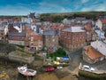 The town centre of the small north east town of Staithes in North Yorkshire in the UK