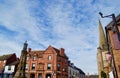 Town centre view of church and war memorial Royalty Free Stock Photo