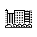 town city buildings and houses line icon vector illustration