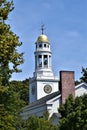 One of many steeples and surrounding landscape in Town of Concord, Middlesex County, Massachusetts, United States. Architecture.