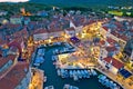 Town of Cres harbor aerial evening view, Island of Cres