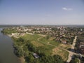 Town on the Danube River, aerial view Royalty Free Stock Photo