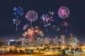 Denver (Colorado, USA) with fireworks Royalty Free Stock Photo